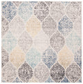 SAFAVIEH Madison Collection 9 Square Ivory/Blue MAD604D Glam Ogee Trellis Distressed Non-Shedding Living Room Bedroom Dining Ho