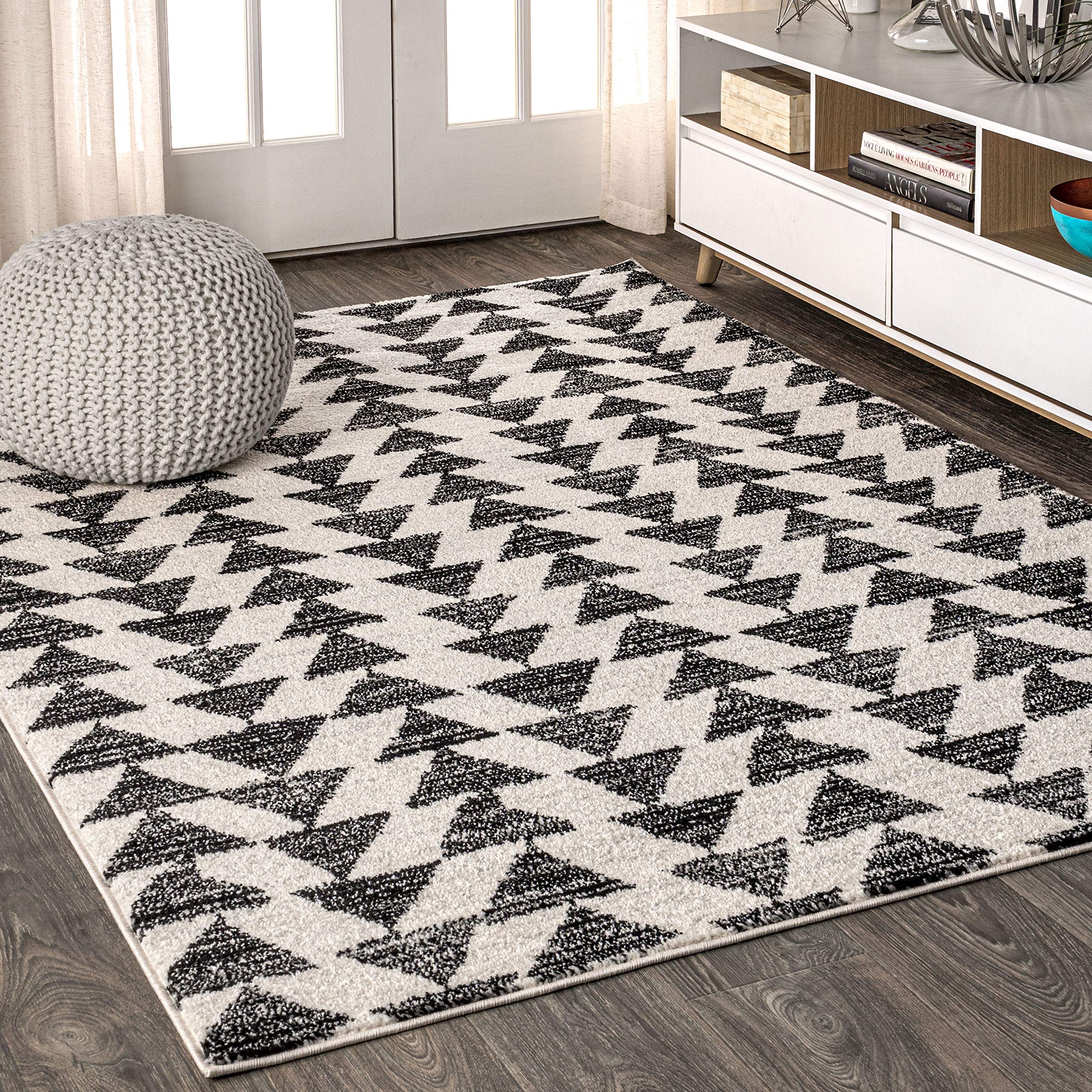 JONATHAN Y MOH206A-9 Aisha Moroccan Triangle Geometric Area Rug, Bohemian, Minimalistic for Bedroom, Kitchen, Living Room, Easy-