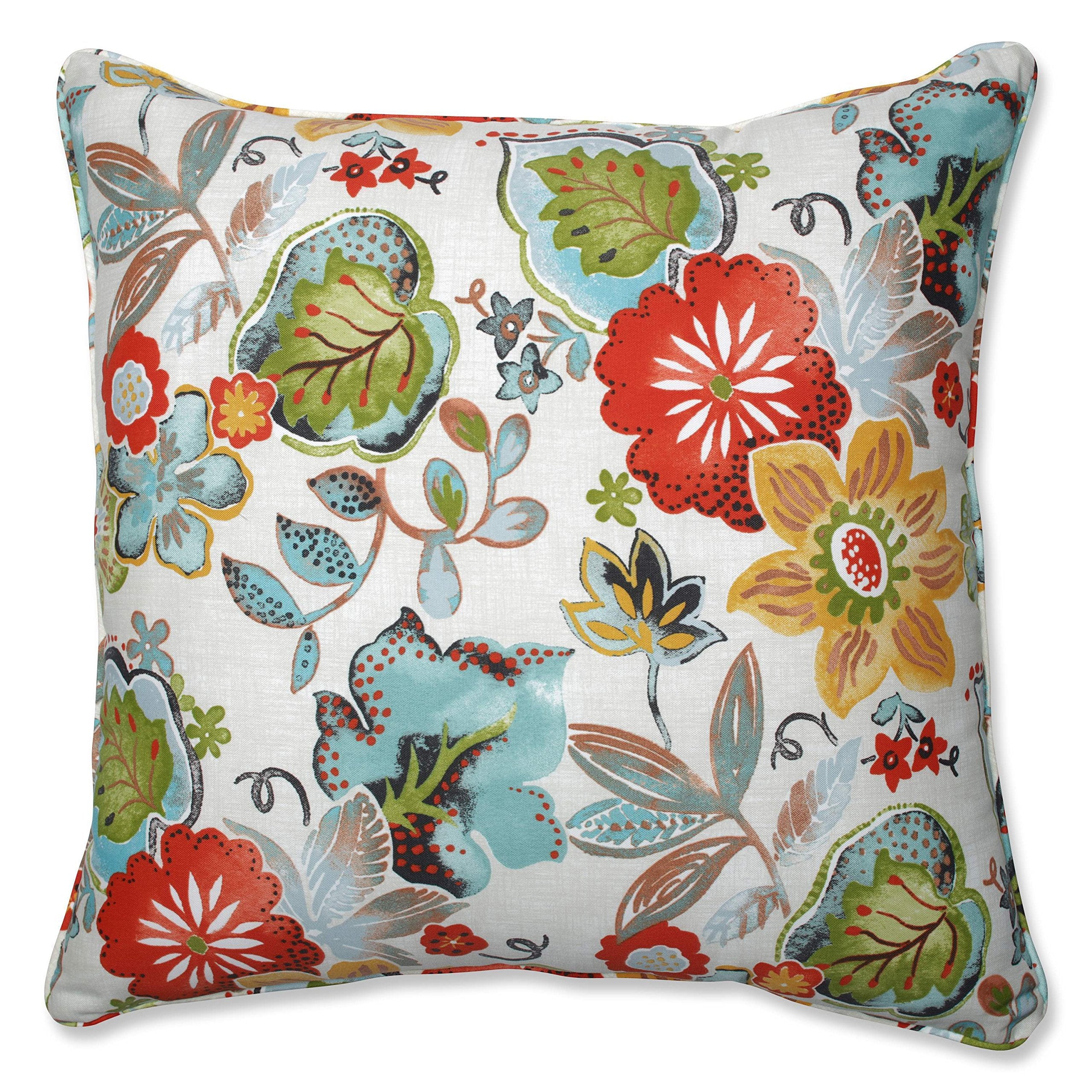 Pillow Perfect Bright Floral Indoor/Outdoor Accent Throw Pillow Plush Fill, Weather, And Fade Resistant, Floor - 25' X 25', Iv