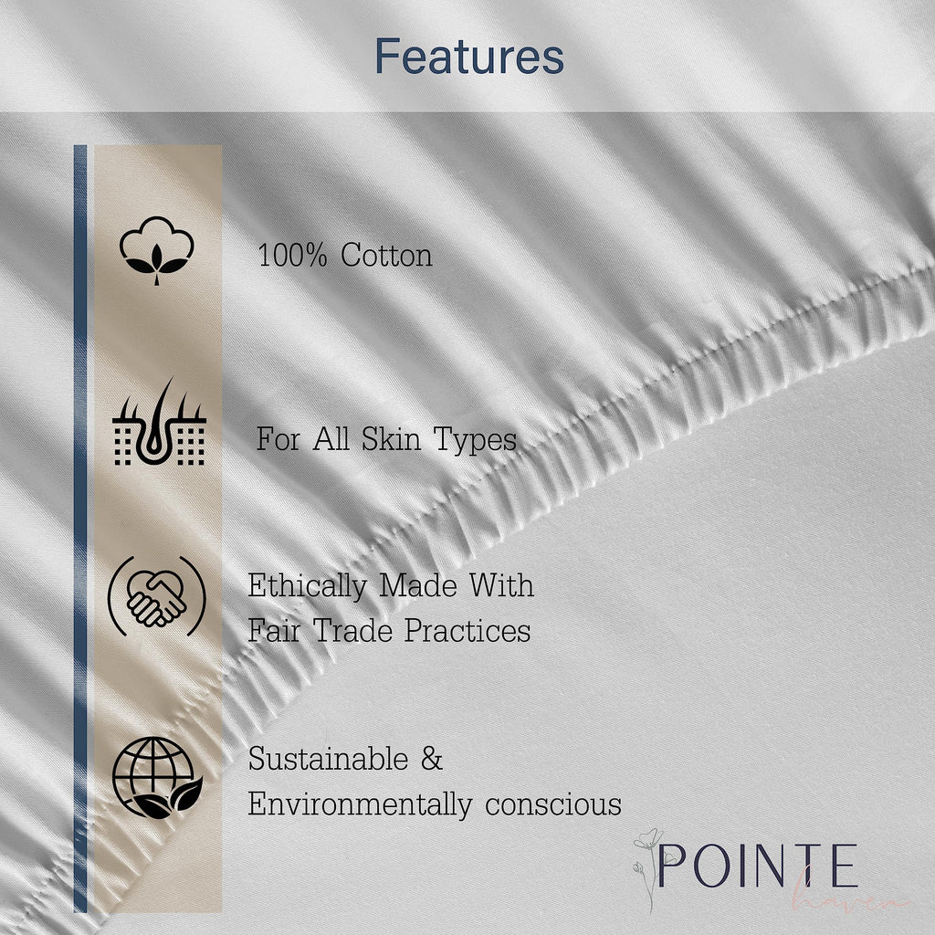Pointehaven 100% Cotton Percale Sheets - Printed Bed Sheet & Pillowcase Sets - Soft Cotton Bed Sheets Set - Fits Mattress 18 Inc