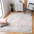 SAFAVIEH Tulum Collection 3 Square Ivory / Dark Blue TUL264D Moroccan Boho Distressed Non-Shedding Living Room Bedroom Accent R