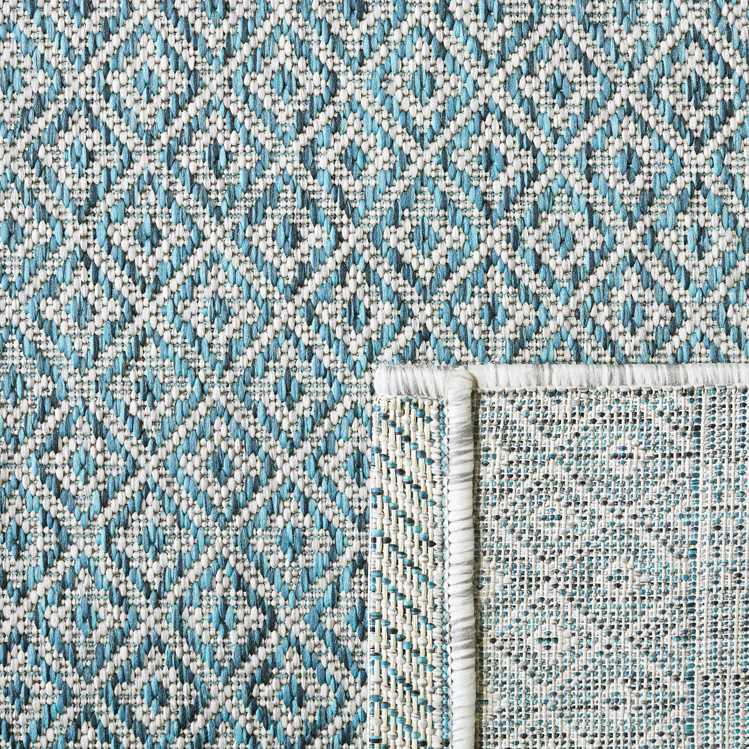 Safavieh Courtyard Collection 6'7' X 9'6' Grey/Aqua Cy8235 Indoor/-Outdoor Waterproof Easy-Cleaning Patio Backyard Mudroom Area-Rug