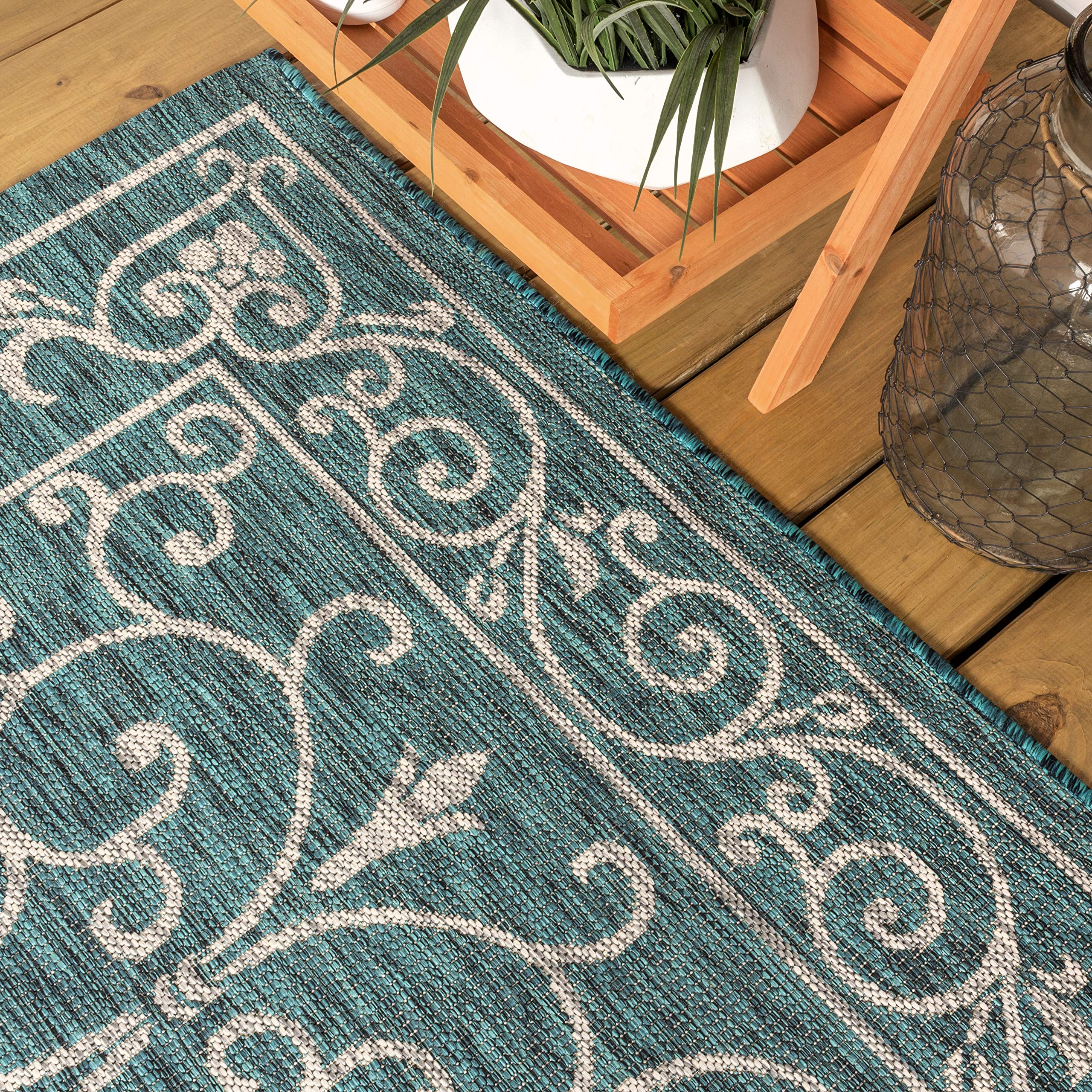 Jonathan Y Smb106F-210 Charleston Vintage Filigree Textured Weave Indoor Outdoor Area Rug, Classic, Traditional, Transitional Ea
