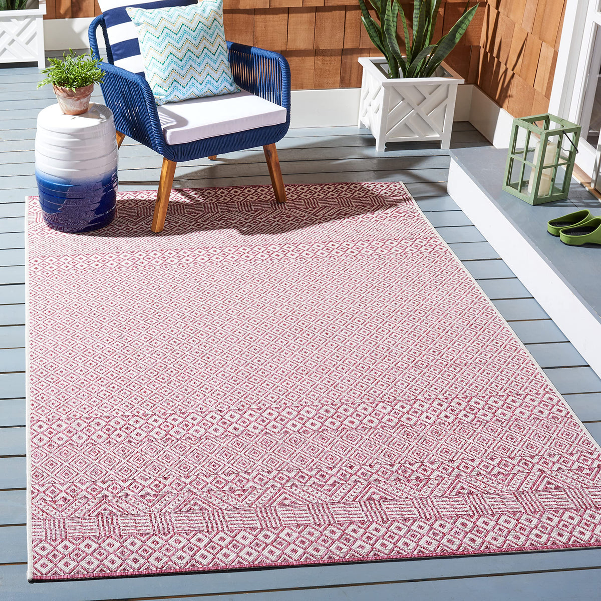 Safavieh Courtyard Collection 4' X 5'7' Ivory/Red Cy8235 Indoor/ Outside Waterproof Easy Cleansingpatio Backyard Mudroom Area M