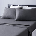 Amazon Basics 4 Piece Bed Sheets Set, 100% Cotton Jersey, Includes Super Soft, Flat and Fitted Sheets, Pillowcase, King, Dark Gr