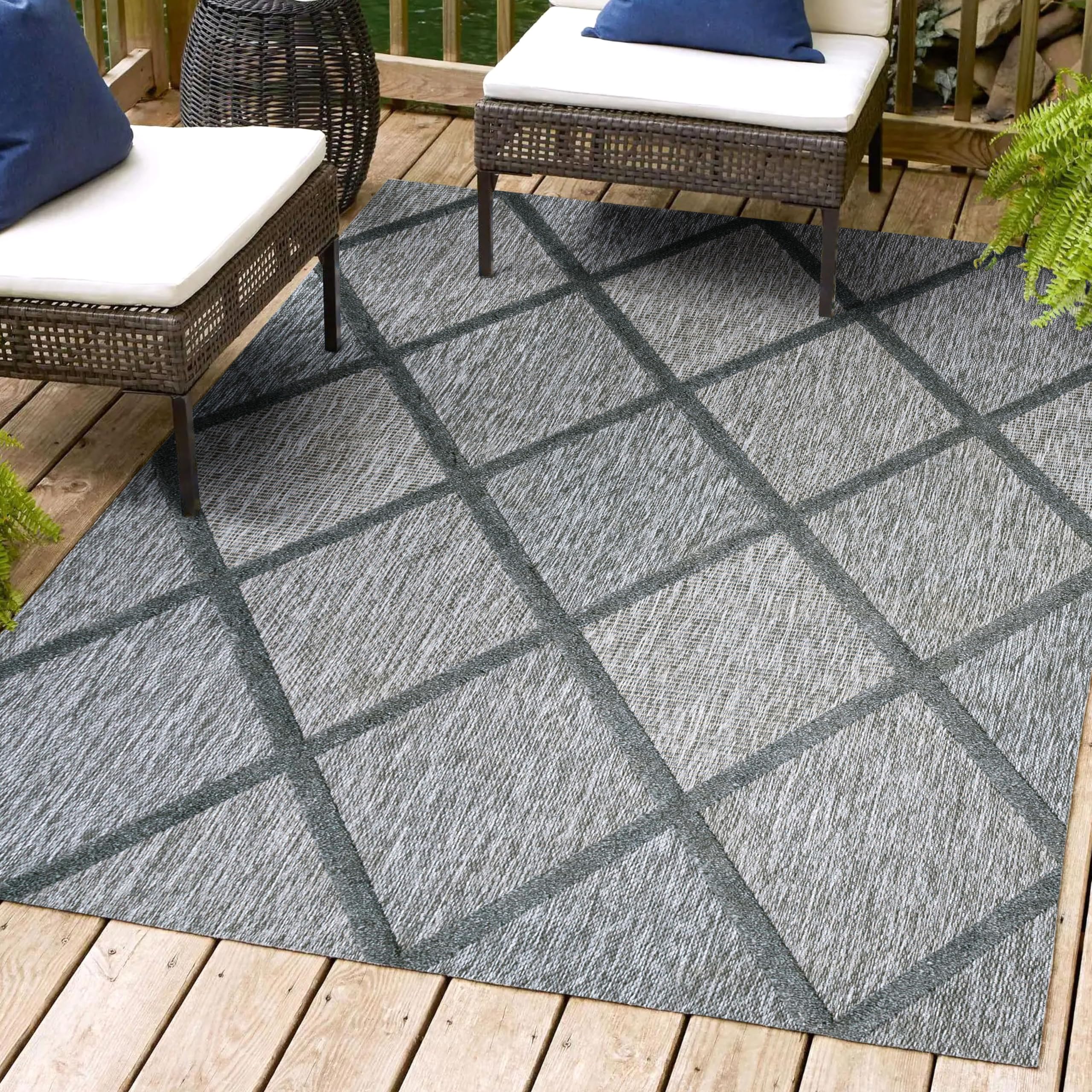 Jonathan Y Ibz101A-3 Salines Diamond Trellis Indoor Outdoor Area Rug Bohemian Geometric Easy Cleaning Bedroom Kitchen Backyard P