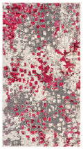 SAFAVIEH Monaco Collection Accent Rug - 22 x 4, Grey & Fuchsia, Abstract Watercolor Design, Non-Shedding & Easy Care, Ideal fo