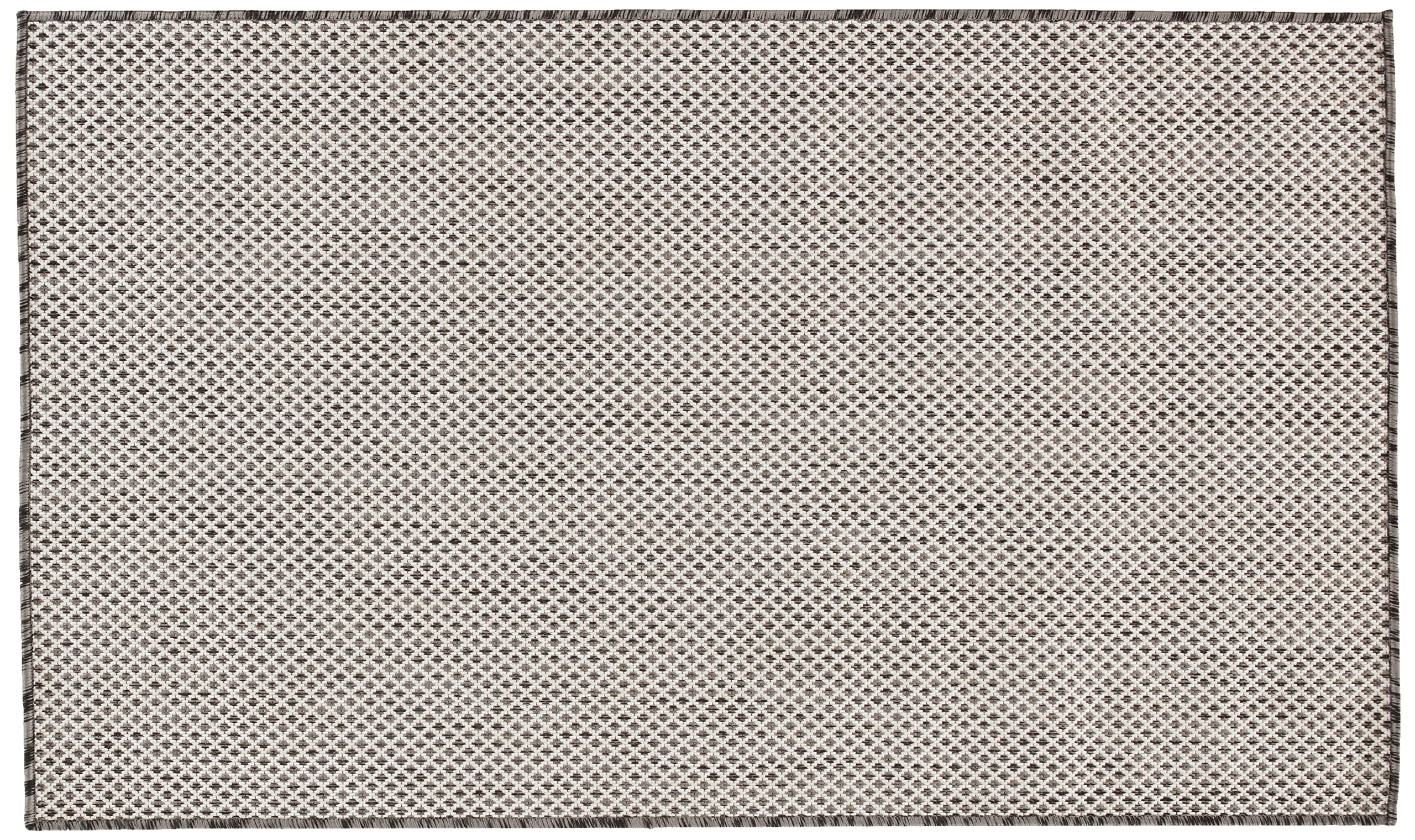 Nourison Courtyard Indoor/Outdoor Ivory Charcoal 3' X 5' Area Rug, Geometric, Easy Cleaning, Non Shedding, Bed Room, Living Room