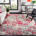 SAFAVIEH Madison Collection 67 Square Grey / Red MAD425R Boho Abstract Distressed Non-Shedding Living Room Bedroom Dining Home 