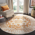SAFAVIEH Madison Collection Area Rug - 4 Round, Orange & Ivory, Snowflake Medallion Distressed Design, Non-Shedding & Easy Care
