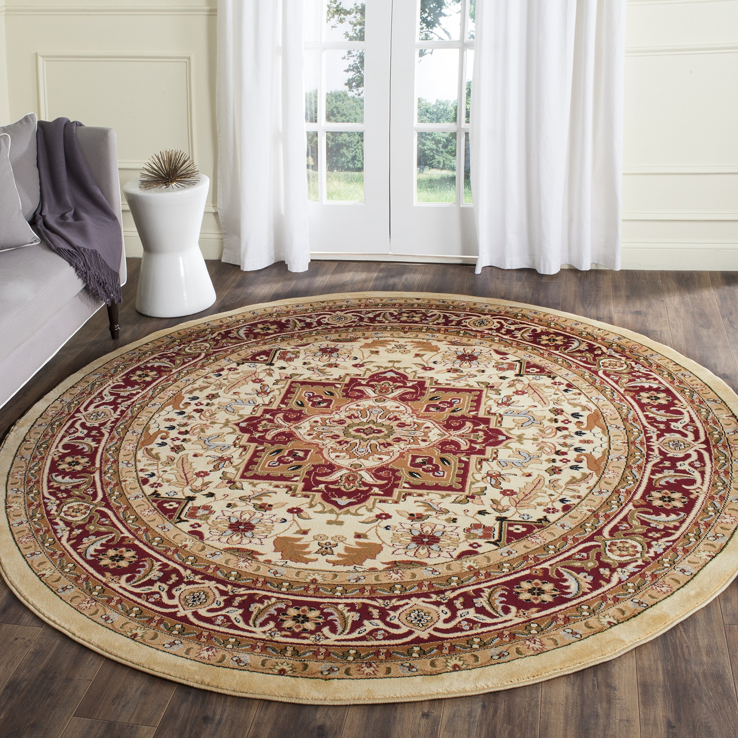 SAFAVIEH Lyndhurst Collection 10 Round Ivory/Red LNH330A Traditional Oriental Non-Shedding Dining Room Entryway Foyer Living Ro