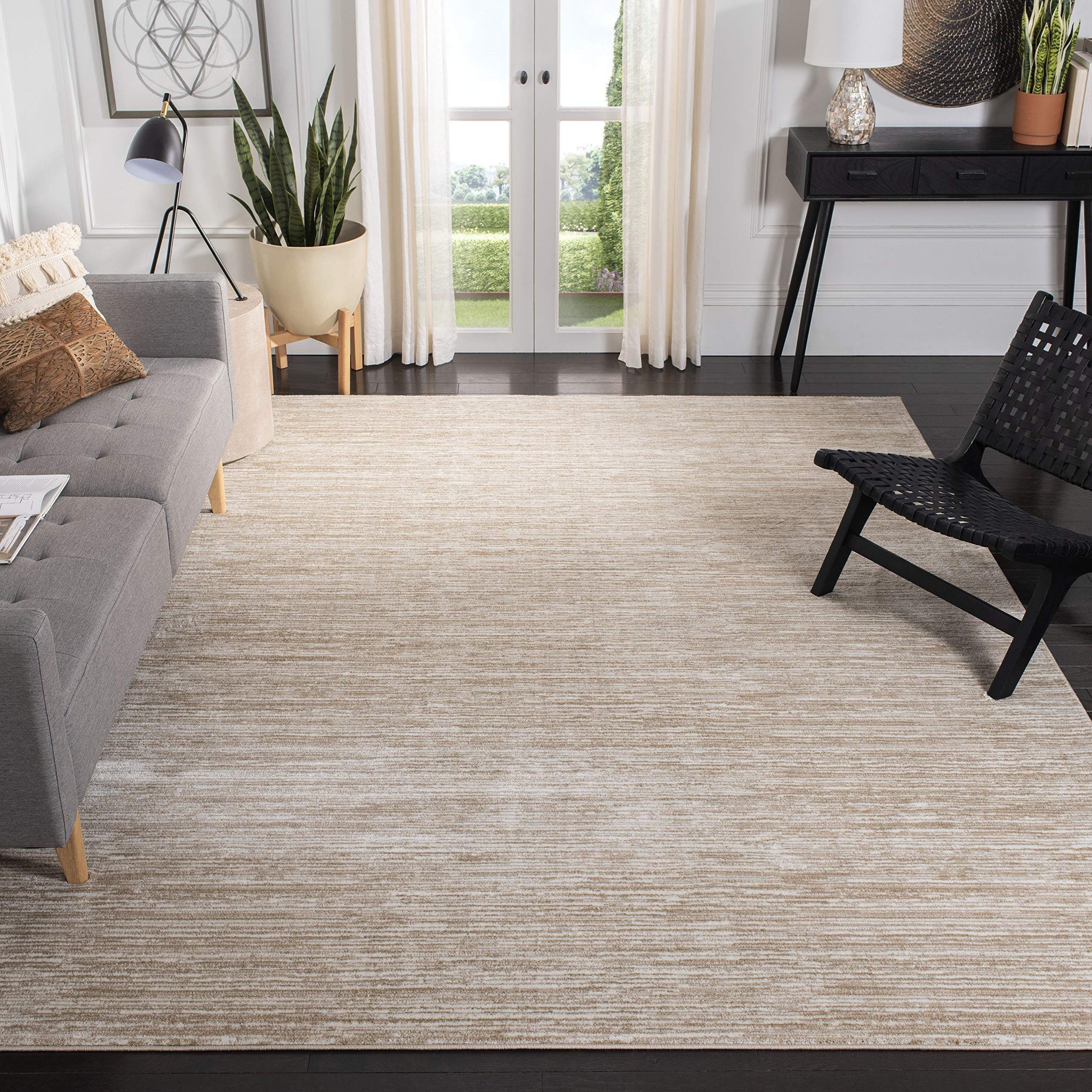 SAFAVIEH Vision Collection X-Large Area Rug - 12 x 18, Creme, Modern Ombre Tonal Chic Design, Non-Shedding & Easy Care, Ideal 