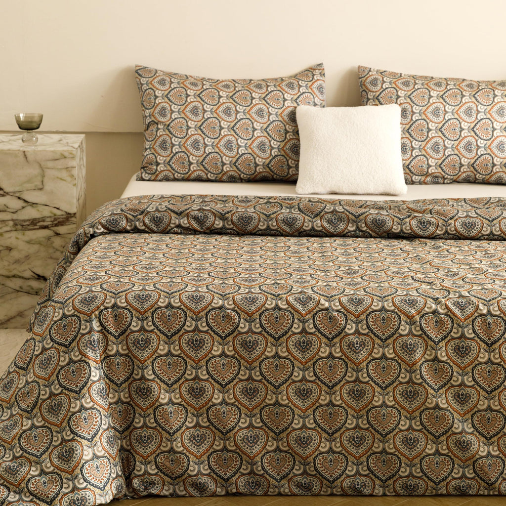 Heimenaogo Egyptian Cotton Duvet Cover King Size Sateen Weave, Silky Soft Duvet Cover With Zipper Closure, Long Staple Cotton Co