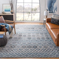 SAFAVIEH Amsterdam Collection 6 feet 7 inch x 6 feet 7 inch Square Blue / Ivory AMS108L Moroccan Boho Non-Shedding Living Room B
