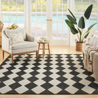 Nourison Positano Indoor/Outdoor Black 7' X 10' Area Rug, Easy Cleaning, Non Shedding, Bed Room, Living Room, Dining Room, Backyard, Deck, Patio (7X10)