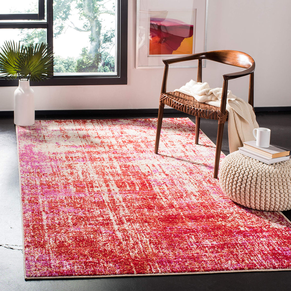 SAFAVIEH Adirondack Collection Accent Rug - 3' x 5', Red & Gold, Modern Abstract Design, Non-Shedding & Easy Care, Ideal for Hig