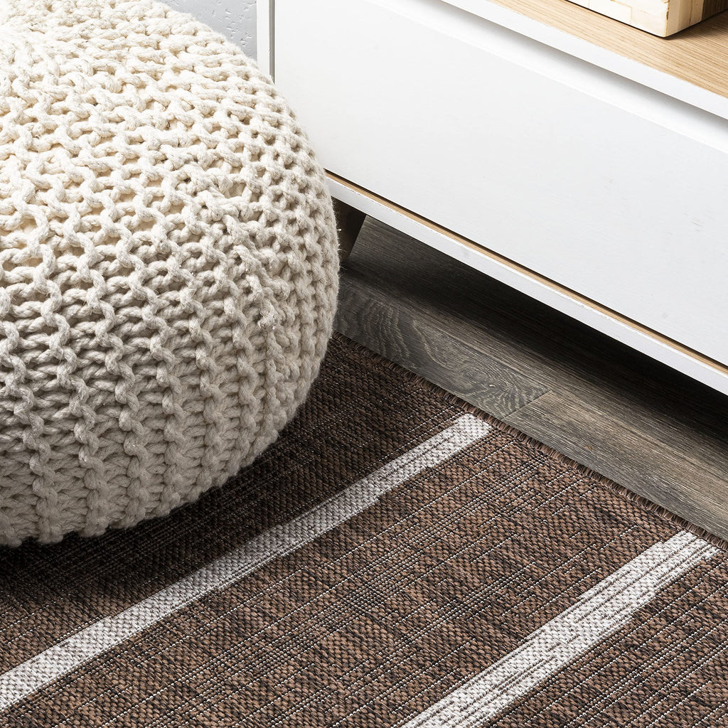 Jonathan Y Smb125B-210 Colonia Berber Stripe Indoor Outdoor Area Rug Bohemian Contemporary Easy Cleaning Bedroom Kitchen Backyard Patio Non Shedding, 2 X 10, Brown/Beige