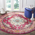 SAFAVIEH Monaco Collection Area Rug - 5 Round, Pink & Multi, Boho Chic Medallion Distressed Design, Non-Shedding & Easy Care, I