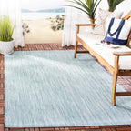 SAFAVIEH Courtyard Collection Area Rug - 9' x 12', Aqua & Grey, Non-Shedding & Easy Care, Indoor/Outdoor & Washable-Ideal for Pa