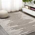 Jonathan Y Smb124A-4 Zolak Berber Stripe Geometric Indoor Outdoor Area-Rug Bohemian Contemporary Easy-Cleaning Bedroom Kitchen Backyard Patio Non Shedding, 4 X 6, Beige/Brown