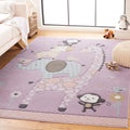 SAFAVIEH Carousel Kids Collection Area Rug - 53 x 76, Purple, Animal Design, Ideal for High Traffic Area for Boys & Girls in P