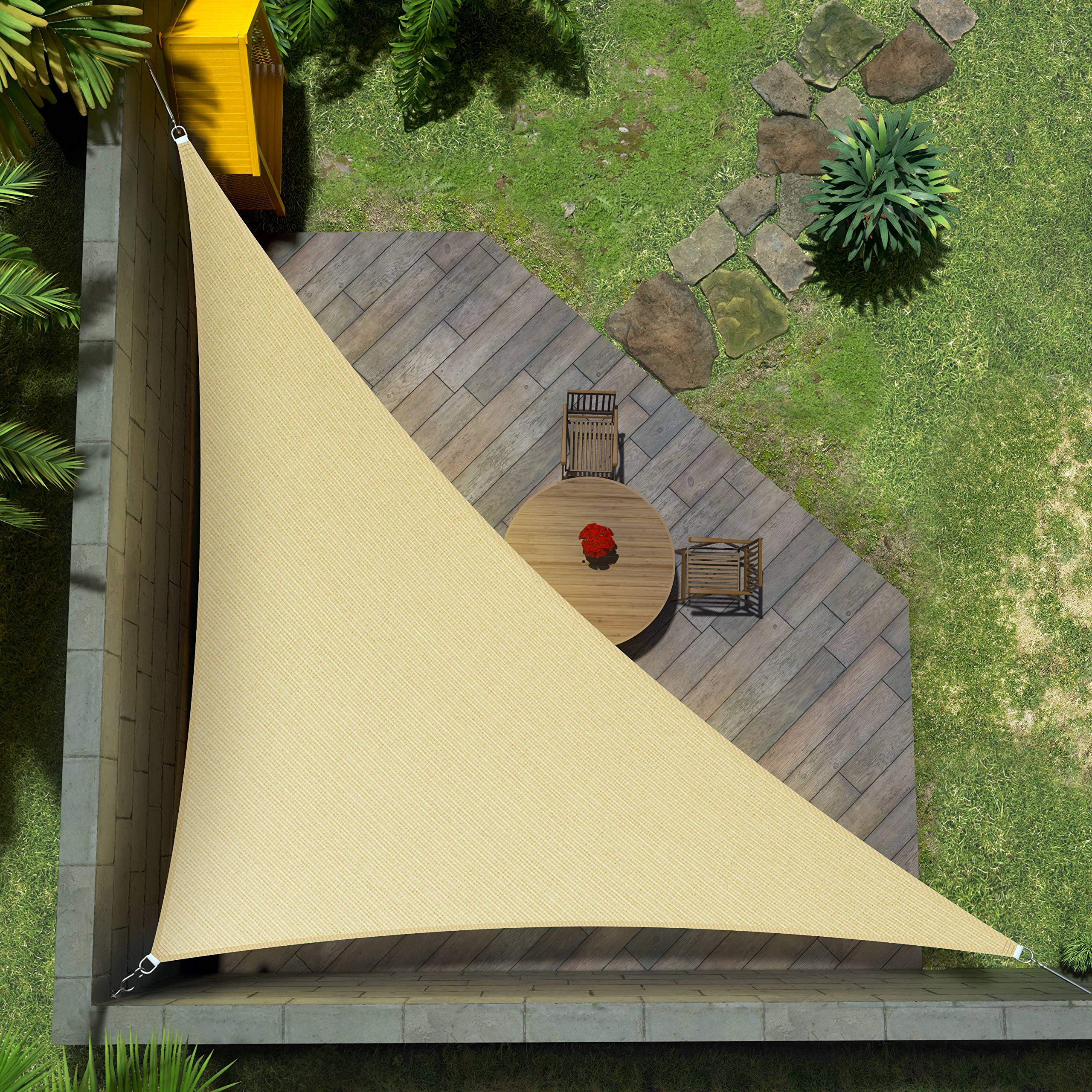 Amgo Custom Size 18' X 19' X 26.2' Beige Right Triangle Sun Shade Sail Upf50+ Agtapt8, Order To Make Canopy Awning, 95% Uv Block