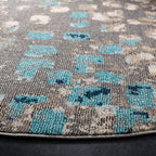 Safavieh Madison Collection 11' Round Grey/Blue Mad425E Boho Abstract Distressed Non-Shedding Dining Room Entryway Foyer Living