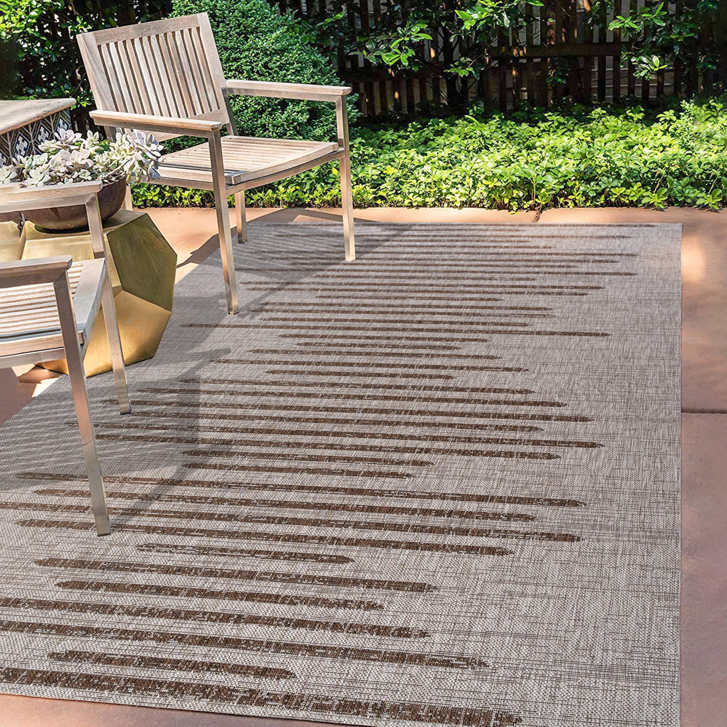 Jonathan Y Smb124A-3 Zolak Berber Stripe Geometric Indoor Outdoor Area-Rug Bohemian Contemporary Easy-Cleaning Bedroom Kitchen Backyard Patio Non Shedding, 3 X 5, Beige/Brown
