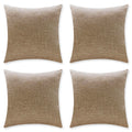 Home Brilliant Linen Throw Pillow Covers 18X18 Set Of 4 Decorative Farmhouse Throw Pillow Cases Rustic Square Throw Pillows For