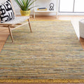 SAFAVIEH Rag Rug Collection Area Rug - 5 x 8, Yellow & Multi, Handmade Boho Stripe Cotton, Ideal for High Traffic Areas in Liv