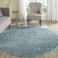 SAFAVIEH Rag Rug Collection Area Rug - 4 Round, Blue & Multi, Handmade Boho Stripe Cotton, Ideal for High Traffic Areas in Livi