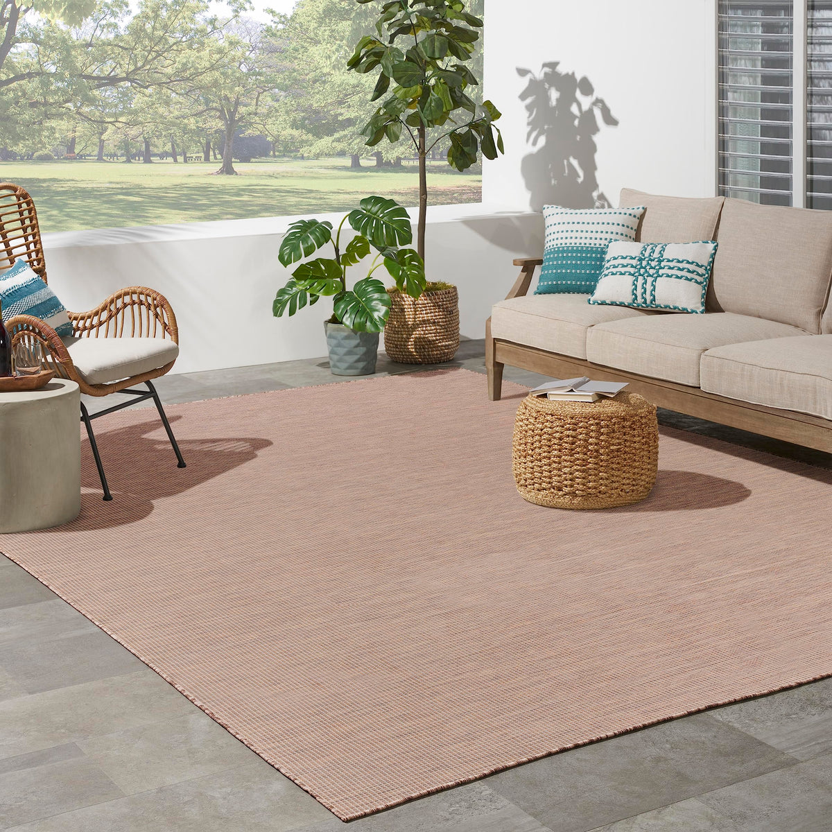 Nourison Positano Indoor/Outdoor Jute 8' X 10' Area Rug, Easy Cleaning, Non Shedding, Bed Room, Living Room, Dining Room, Backya