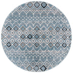 Safavieh Amsterdam Collection 6'7'' Round Blue/Ivory Ams108L Moroccan Boho Non-Shedding Dining Room Entryway Foyer Living Room B