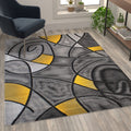 Flash Furniture Jubilee Collection Abstract Area Rug - Colorfast Yellow Olefin Rug - 5' X 7' Area Rug - Jute Backing - Living Room, Bedroom, & Family Room