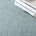 Safavieh Courtyard Collection 2'7' X 5' Grey/Aqua Cy8235 Indoor/ Outside Waterproof Easy Cleansingpatio Backyard Mudroom Area Mat