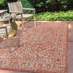 Jonathan Y Smb104A-8 Malta Bohemian Medallion Textured Weave Indoor Outdoor Area R.U.G, Coastal, Traditional, Transitional Easy, Bedroom,Kitchen,Backyard,Patio,Non Shedding, Red/Taupe, 8 X 10