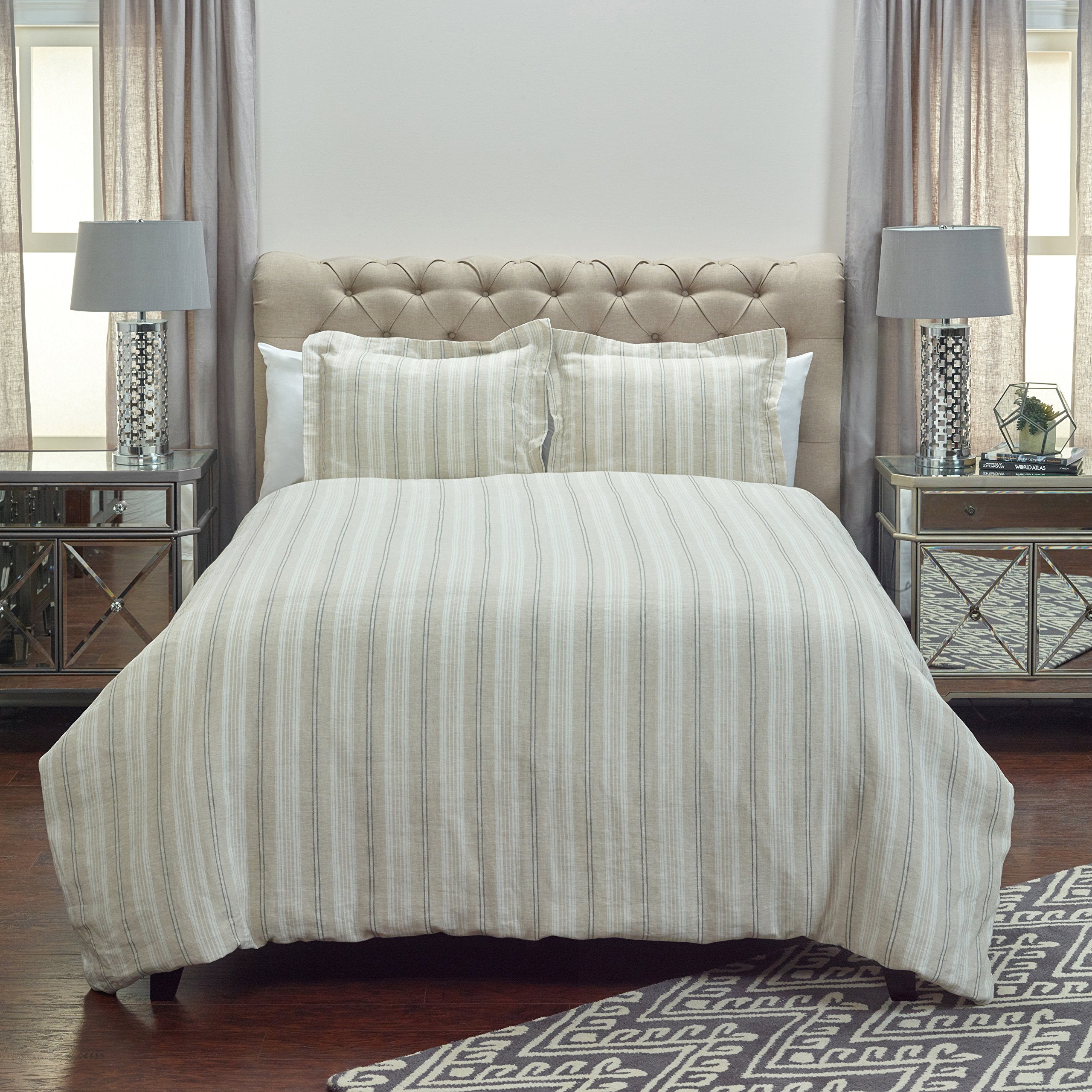 Rizzy Home | BT3012 | Standard Sham | 20&quot;x26&quot; Brown/White/Gray Stripe