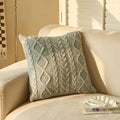 Dokot Grey Knit Throw Pillow Cover Decorative Cable Braid And Diamond Knitting Square Warm Cushion Cover (Light Gray, (18X18 Inc