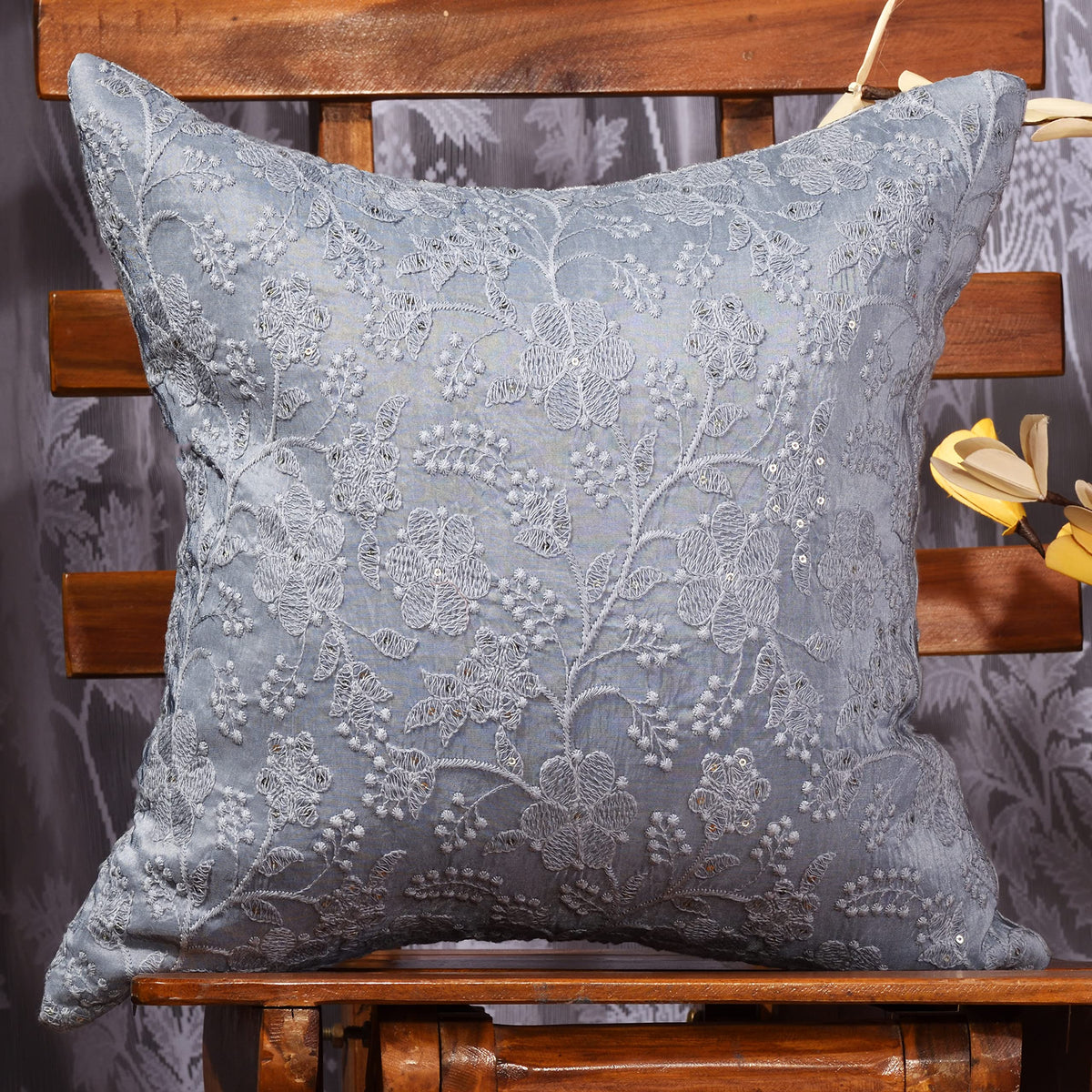 Scarlett Linens Embroidered Cushion Covers Set Of 2 | Decorative Sofa Cushion Cover | Designer Pillow Covers For Room Decor (12