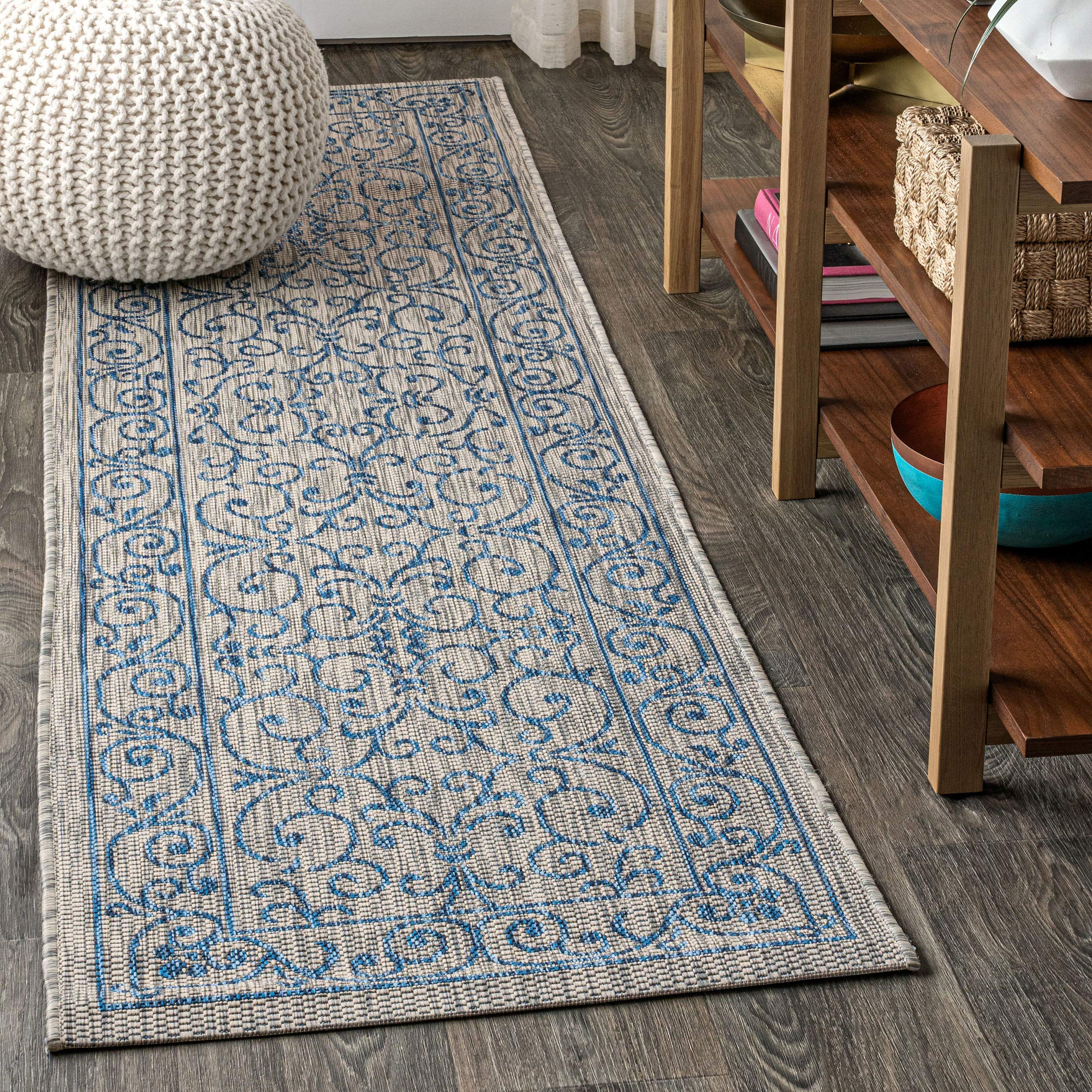 JONATHAN Y SMB106C-5SQ Charleston Vintage Filigree Textured Weave Indoor Outdoor Area-Rug Classic Coastal Easy-Cleaning Bedroom 