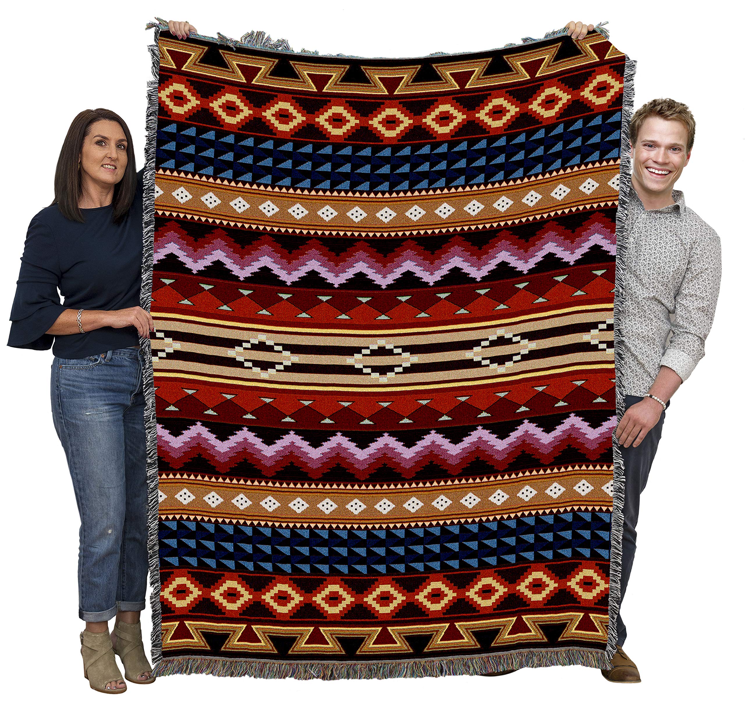 Pure Country Weavers Yuma Blanket - Southwest Native American Inspired - Gift Tapestry Throw Woven From Cotton - Made In The Usa