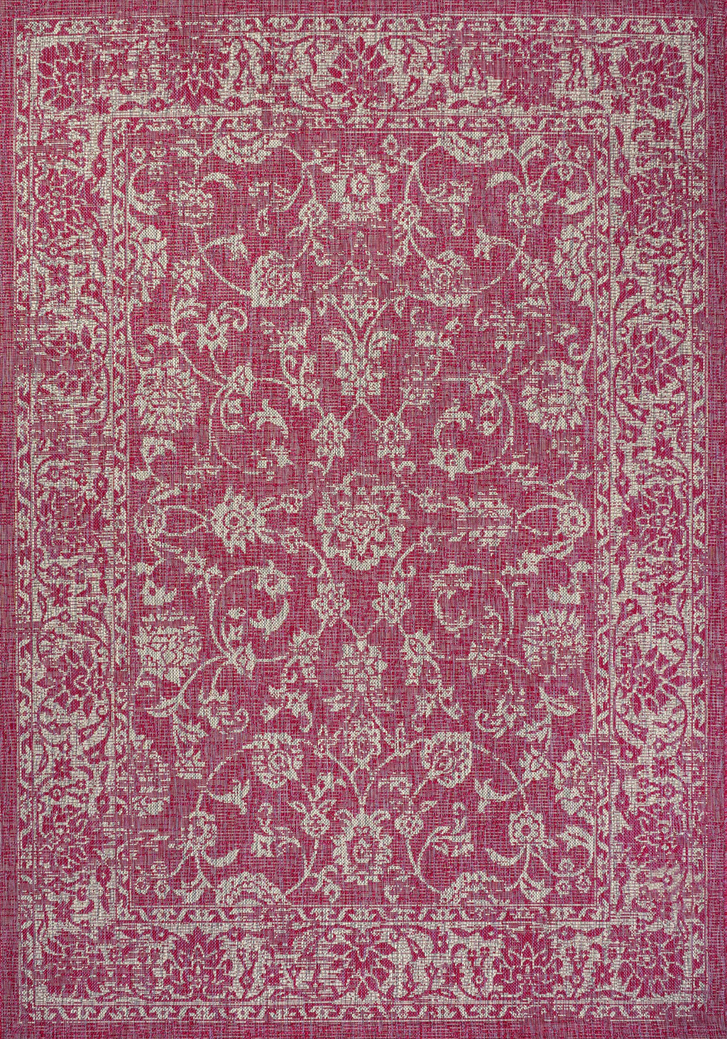 Jonathan Y Smb100G-9 Tela Bohemian Textured Weave Floral Indoor Outdoor Area Rug, Coastal,Traditional,Transitional Easy Clean,Bedroom,Kitchen,Backyard,Patio, Non-Shed, Fuchsia/Light Gray, 9 X 12