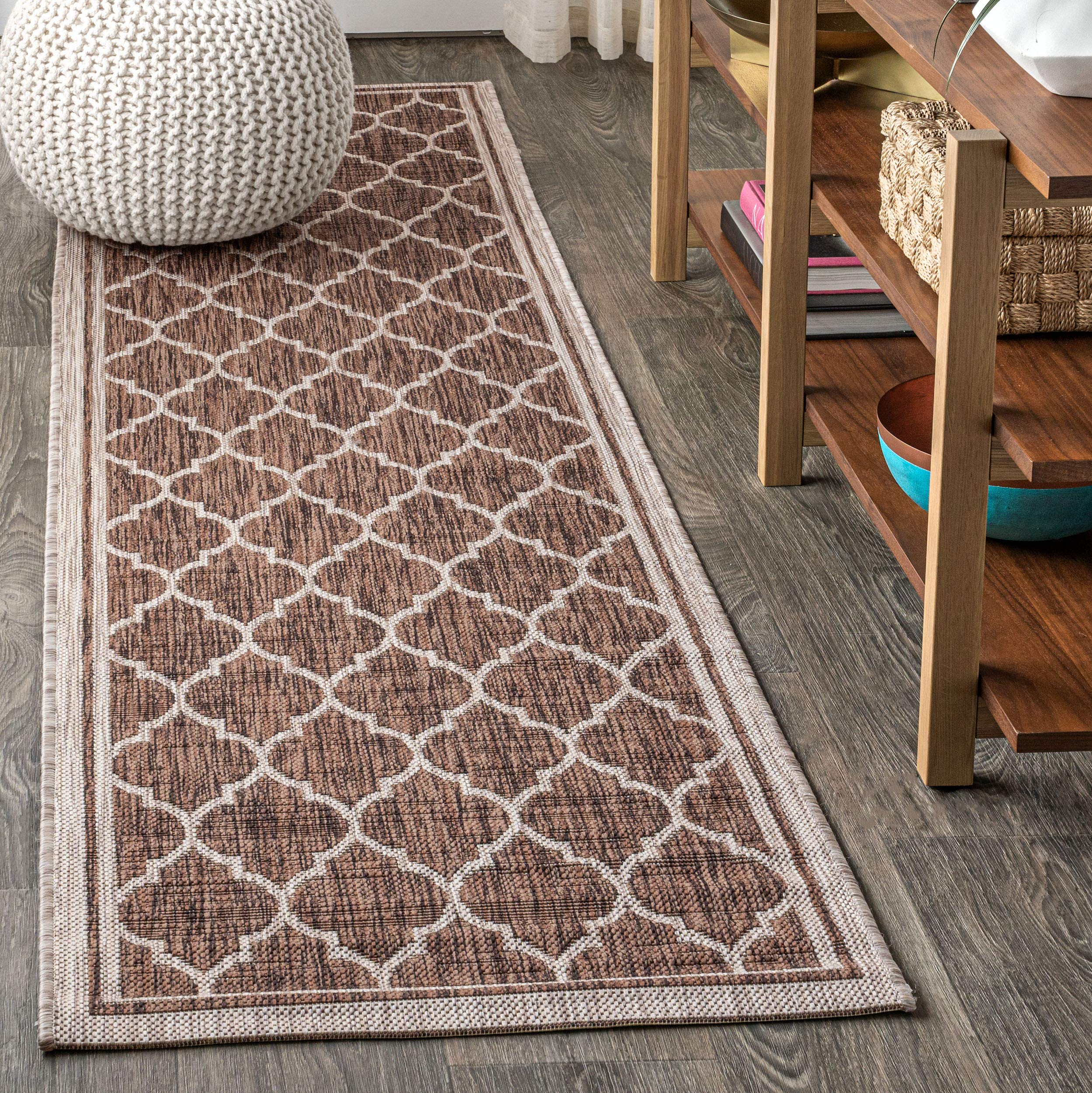 Jonathan Y Smb109B-214 Trebol Moroccan Trellis Textured Weave Indoor/Outdoor Runner Rug, Modern, Bohemian, Contemporary For Bedr