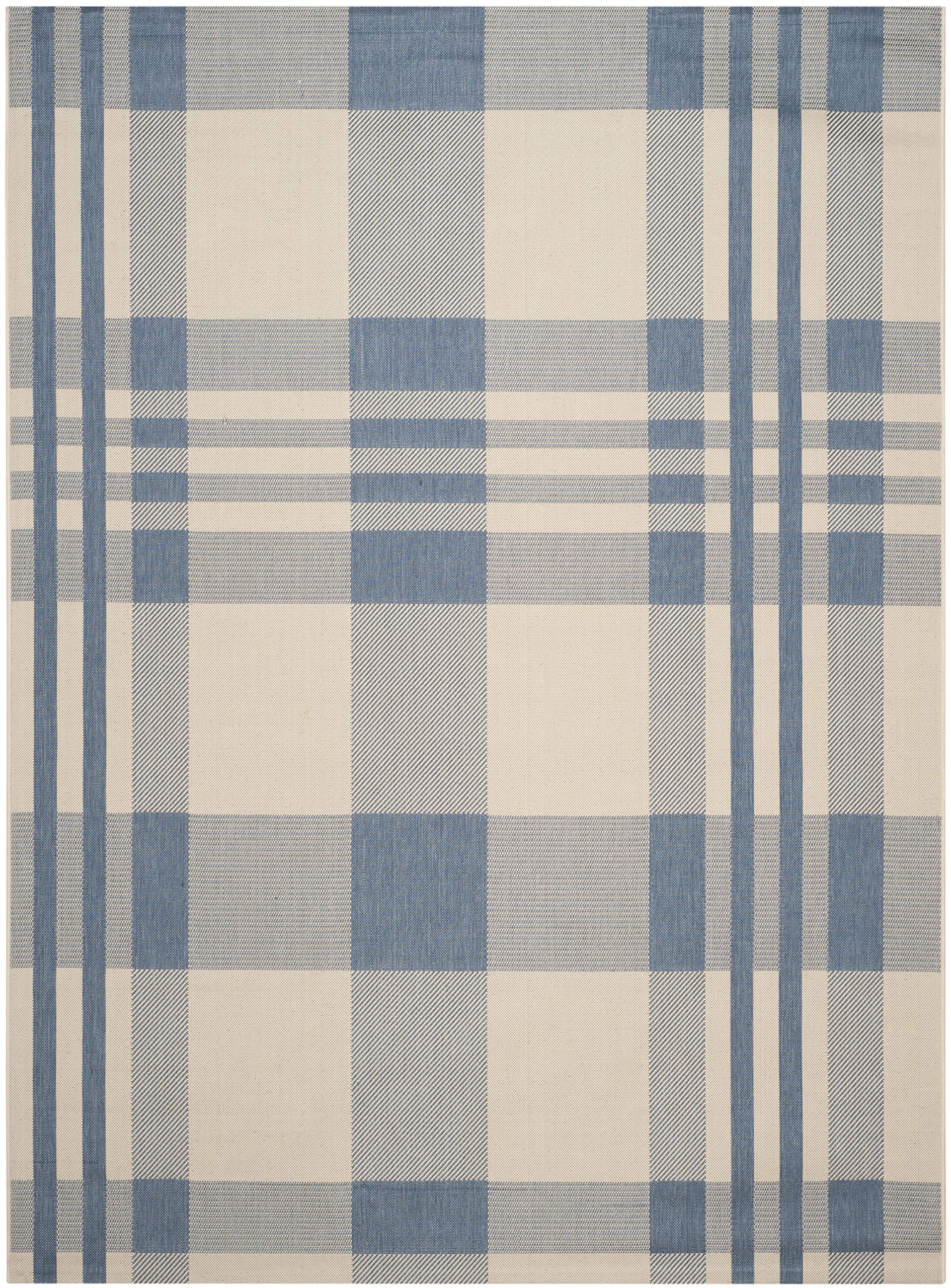 Safavieh Courtyard Collection 8' X 11' Beige/Blue Cy6201 Plaid Indoor/ Outdoor Waterproof Easy Cleaning Patio Backyard Mudroom A
