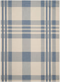 SAFAVIEH Courtyard Collection Area Rug - 10 x 14, Beige & Blue, Plaid Design, Indoor/Outdoor & Washable, Ideal for Patio, Back