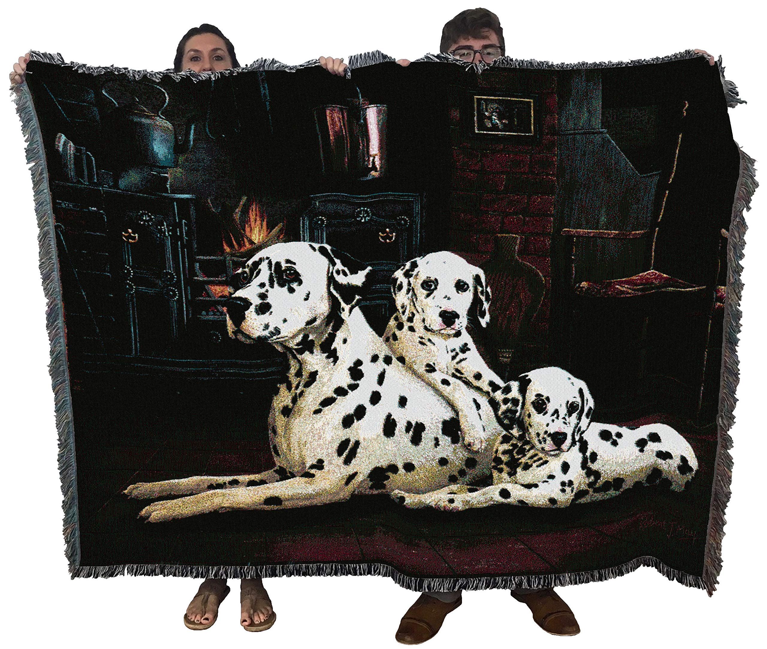 Dalmatian With Puppies Blanket By Robert May - Gift For Dog Lovers - Tapestry Throw Woven From Cotton - Made In The Usa (72X54)