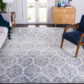 SAFAVIEH Madison Collection 67 Square Cream / Royal Blue MAD604A Glam Ogee Trellis Distressed Non-Shedding Living Room Bedroom 