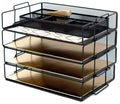 Blu Monaco Desk Organizers And Accessories Stackable Paper Tray - 4 Tier Stackable Letter Trays - Black Metal Mesh File Holder O