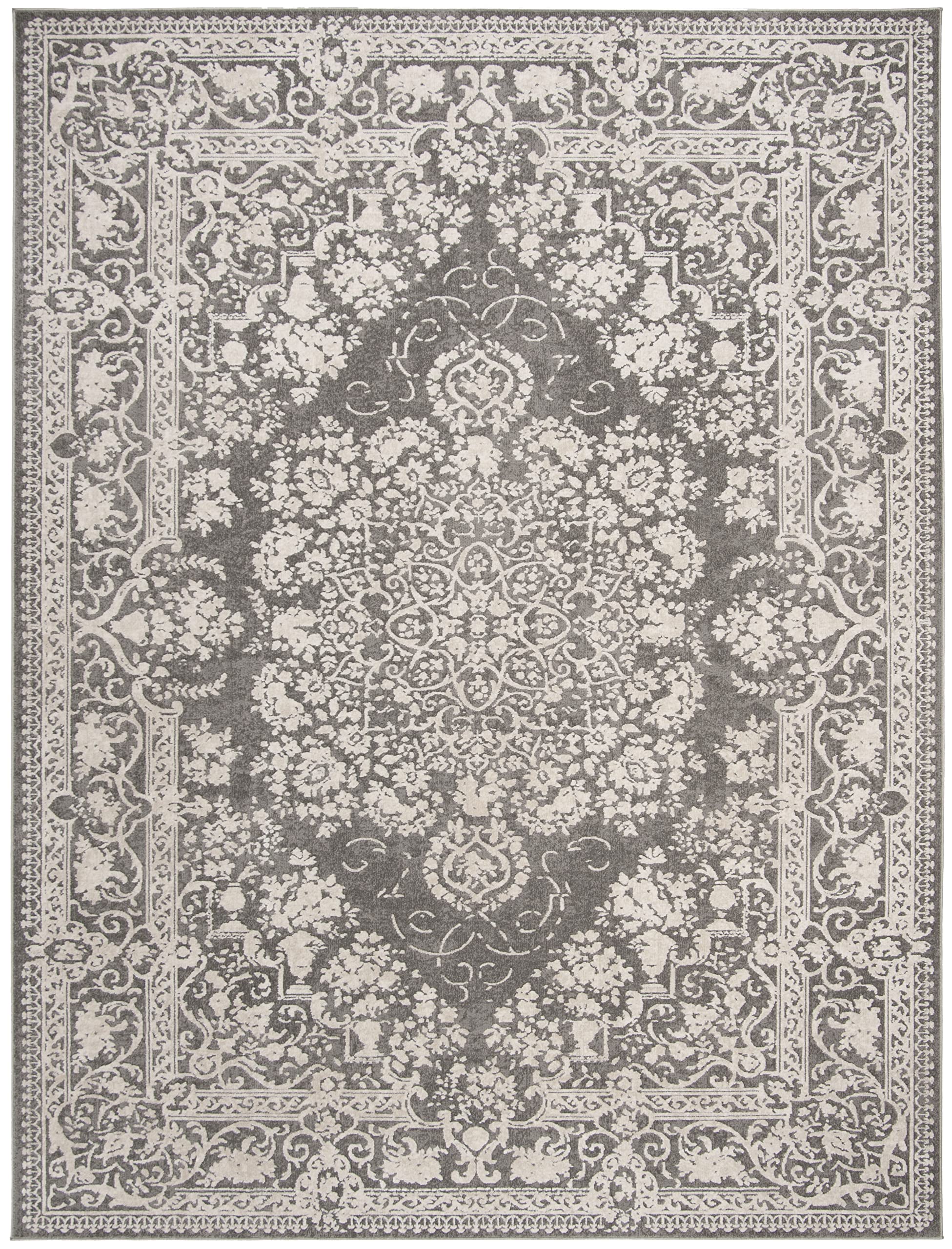 Safavieh Reflection Collection Area Rug - 10' X 14', Dark Grey & Cream, Vintage Distressed Design, Non-Shedding & Easy Care, Ide