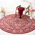 SAFAVIEH Brentwood Collection 67 Round Red / Ivory BNT832Q Medallion Distressed Non-Shedding Dining Room Entryway Foyer Living 
